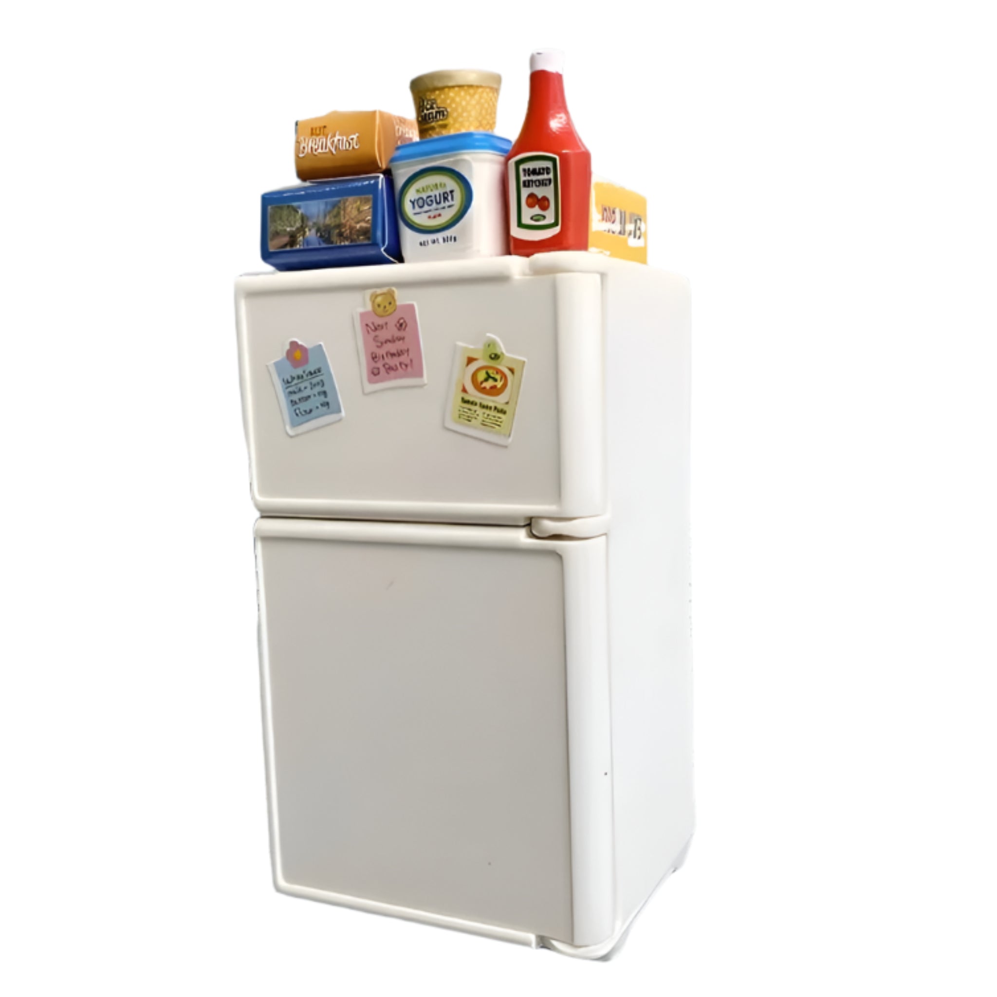 3D Cute Mini Refrigerator Shaped Magnet w groceries Whiff and