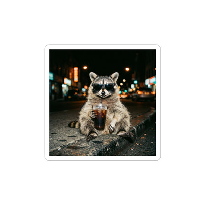 Raccoon Drinking Coffee Sticker | Animals & Lattes, Cute Coffee Animal