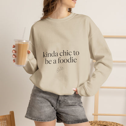 kinda chic to be a foodie Crewneck | minimalist foodie sweatshirt