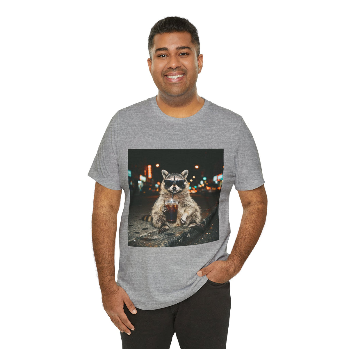 Raccoon with Iced Coffee Tee | Animals & Lattes, Cozy Coffee Animal