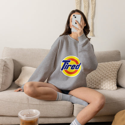 Tired Logo Sweatshirt — Retro Logo Crewneck Sweatshirt for Sleepy Vibes