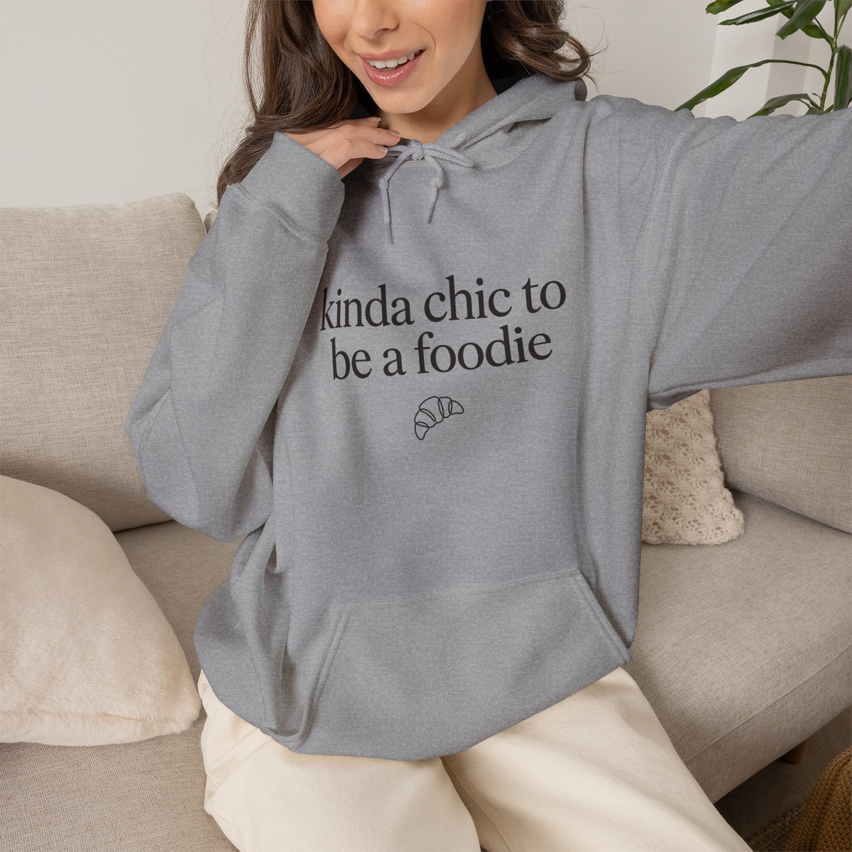 kinda chic to be a foodie Hoodie | minimalist text aesthetic