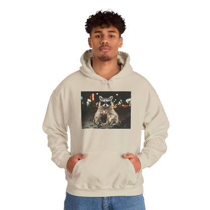 Raccoon with Coffee Hoodie - Animals & Lattes, Cozy Beverage Pet