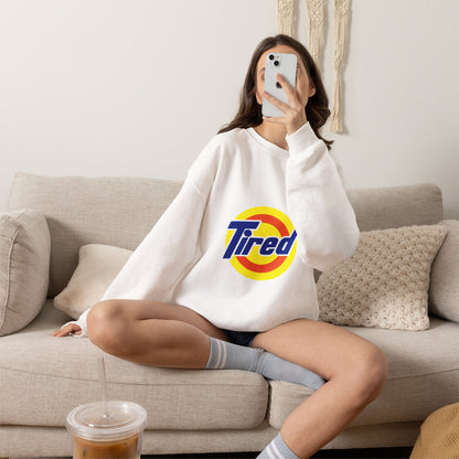 Tired Logo Sweatshirt — Retro Logo Crewneck Sweatshirt for Sleepy Vibes