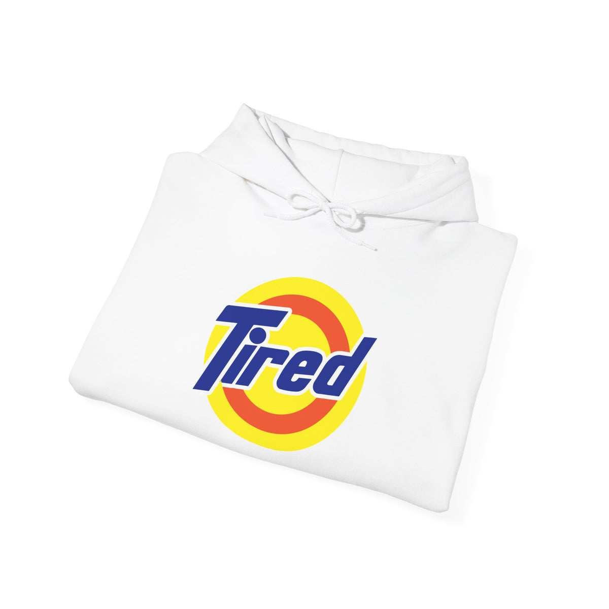 Tired Logo Hoodie — Retro Pop Graphic Sweatshirt for Casual Everyday Wear
