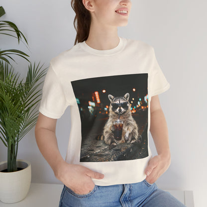 Raccoon with Iced Coffee Tee | Animals & Lattes, Cozy Coffee Animal