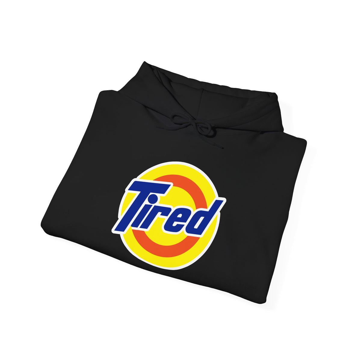 Tired Logo Hoodie — Retro Pop Graphic Sweatshirt for Casual Everyday Wear