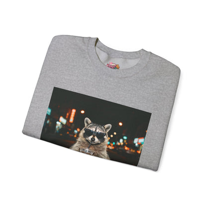 Raccoon Holding Coffee Sweatshirt | Animals & Lattes, Cozy Cafe Pet