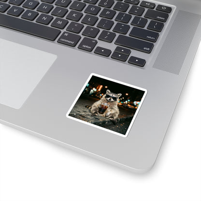 Raccoon Drinking Coffee Sticker | Animals & Lattes, Cute Coffee Animal
