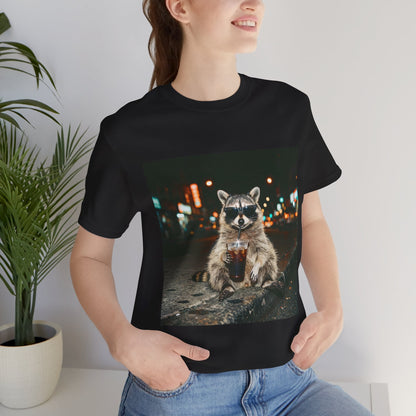 Raccoon with Iced Coffee Tee | Animals & Lattes, Cozy Coffee Animal