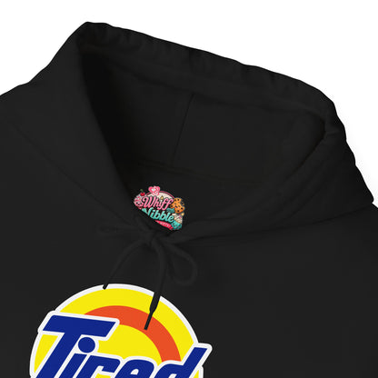 Tired Logo Hoodie – Funny Everyday Statement Hoodie