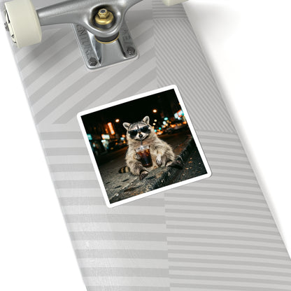 Raccoon Drinking Coffee Sticker | Animals & Lattes, Cute Coffee Animal