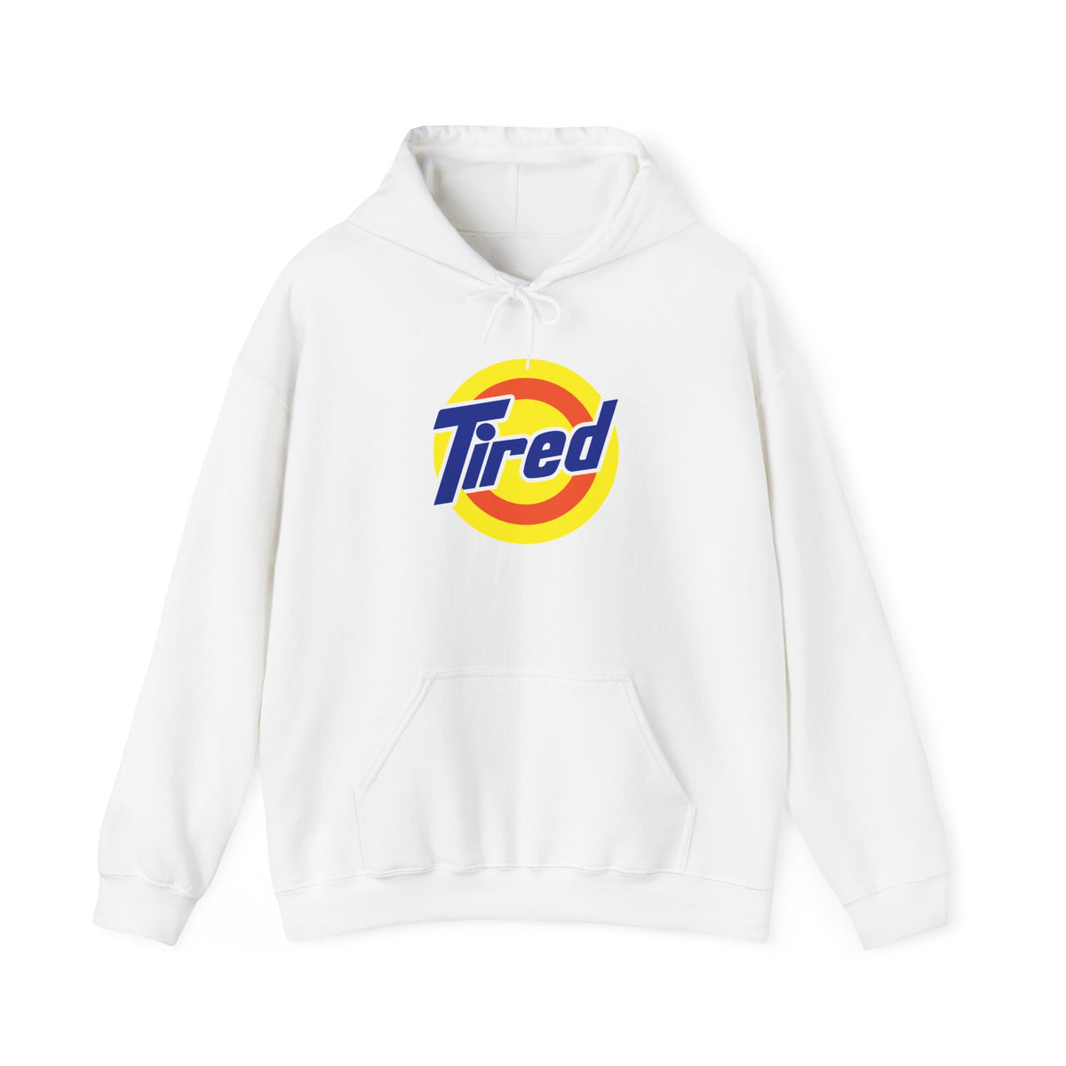 Tired Logo Hoodie — Retro Pop Graphic Sweatshirt for Casual Everyday Wear