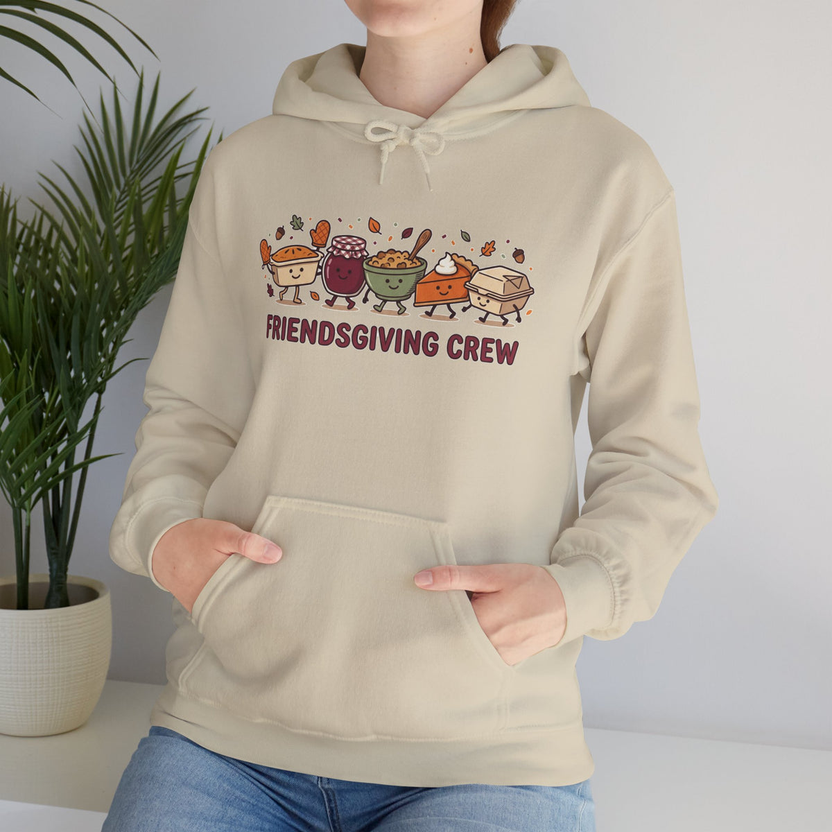 Friendsgiving Crew Hoodie, Thanksgiving Turkey, Fall Foliage, Pumpkin Pie