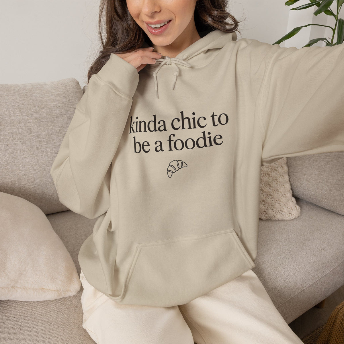 kinda chic to be a foodie Hoodie | minimalist text aesthetic