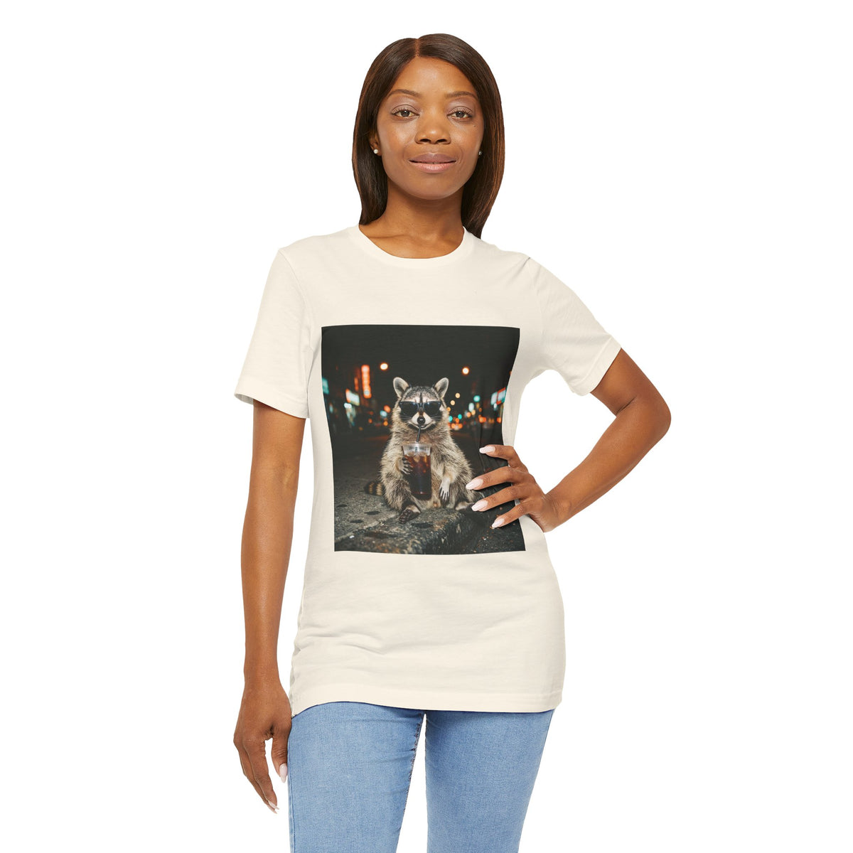 Raccoon with Iced Coffee Tee | Animals & Lattes, Cozy Coffee Animal