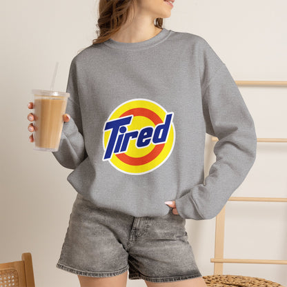 Tired Logo Sweatshirt — Retro Logo Crewneck Sweatshirt for Sleepy Vibes