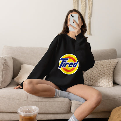 Tired Logo Sweatshirt — Retro Logo Crewneck Sweatshirt for Sleepy Vibes