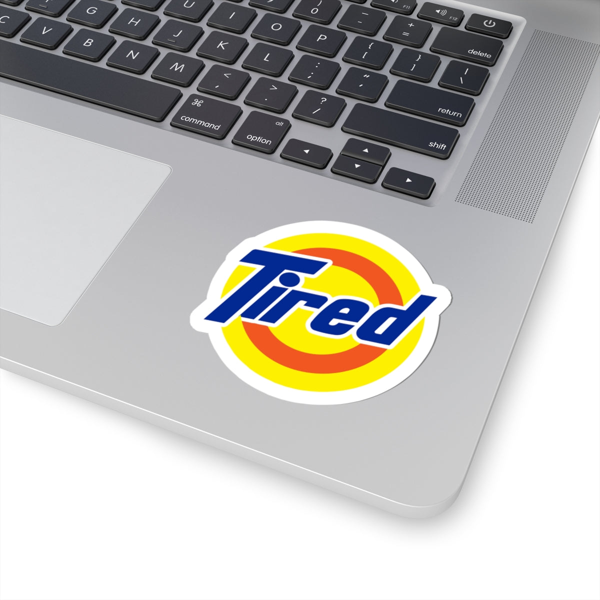 Tired Sticker — Retro Logo Kiss-Cut Decal