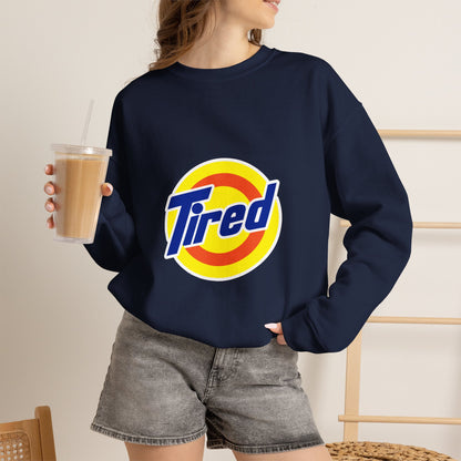 Tired Logo Sweatshirt — Retro Logo Crewneck Sweatshirt for Sleepy Vibes
