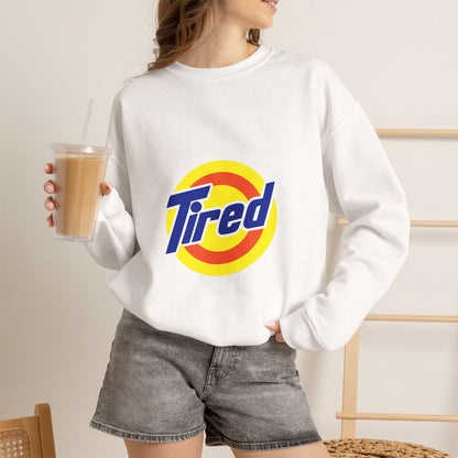 Tired Logo Sweatshirt — Retro Logo Crewneck Sweatshirt for Sleepy Vibes
