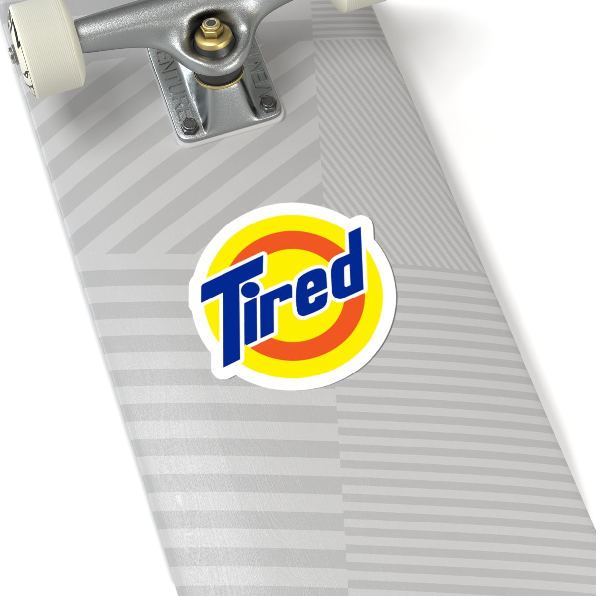 Tired Sticker — Retro Logo Kiss-Cut Decal