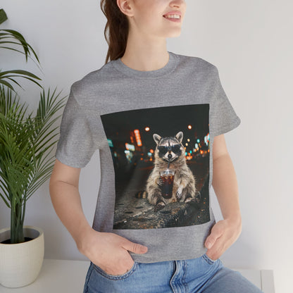 Raccoon with Iced Coffee Tee | Animals & Lattes, Cozy Coffee Animal