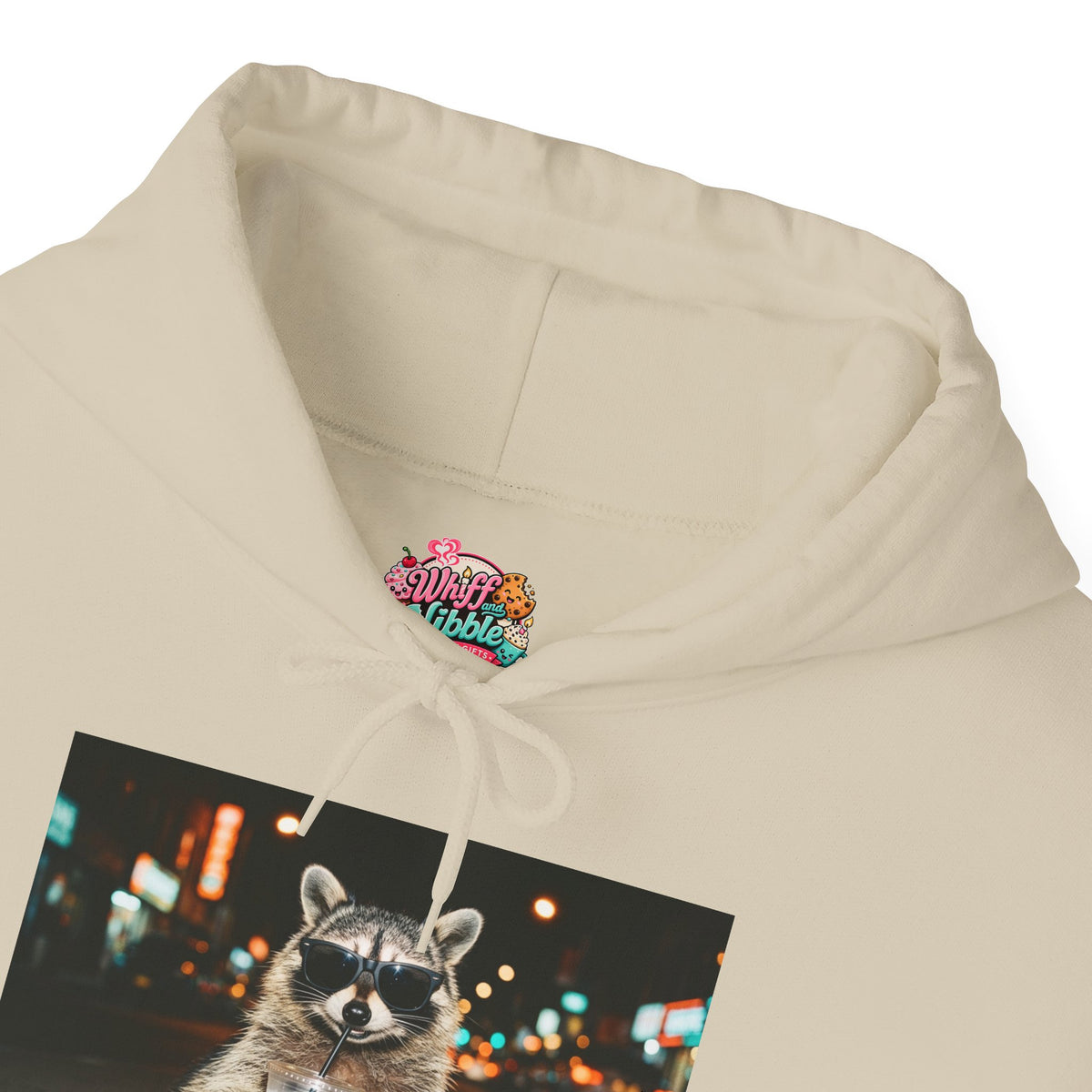 Raccoon with Coffee Hoodie - Animals & Lattes, Cozy Beverage Pet