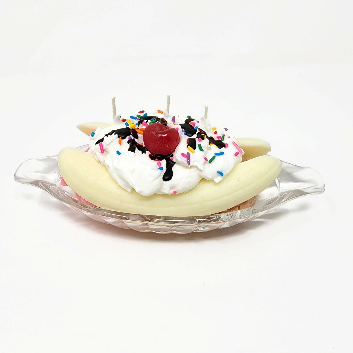 Realistic 3 wick Banana Split Candle