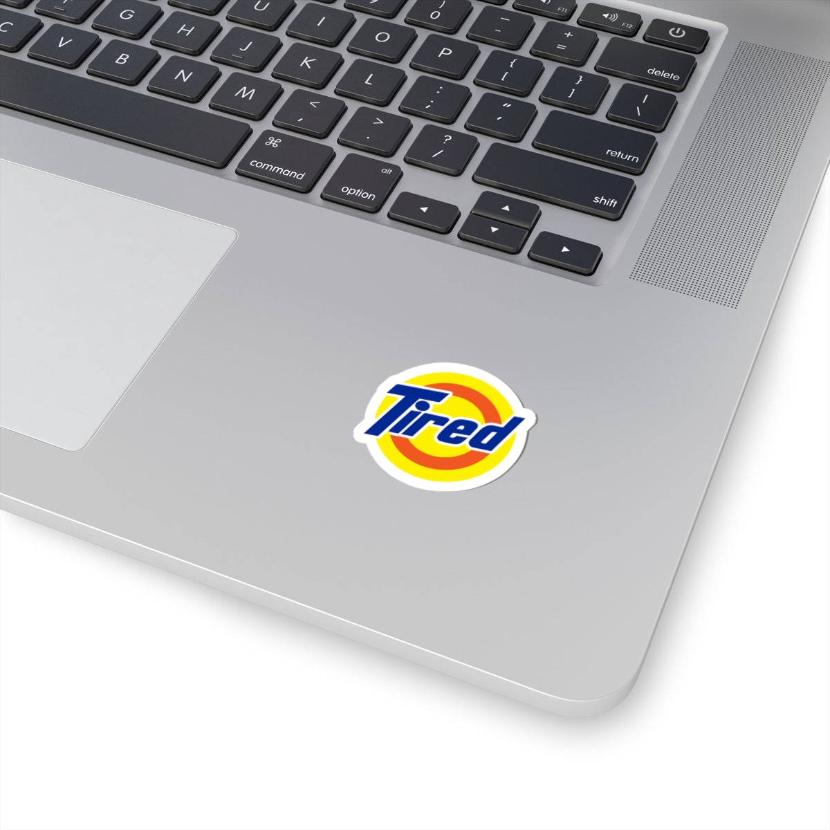 Tired Sticker — Retro Logo Kiss-Cut Decal