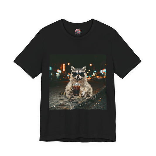 Raccoon with Iced Coffee Tee | Animals & Lattes, Cozy Coffee Animal