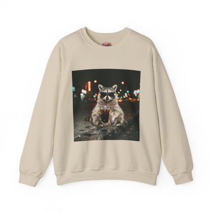 Raccoon Holding Coffee Sweatshirt | Animals & Lattes, Cozy Cafe Pet