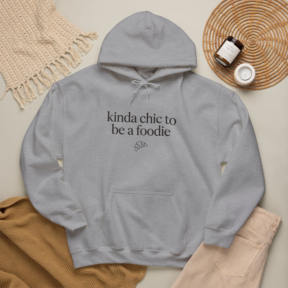 kinda chic to be a foodie Hoodie | minimalist text aesthetic