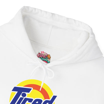 Tired Logo Hoodie – Funny Everyday Statement Hoodie