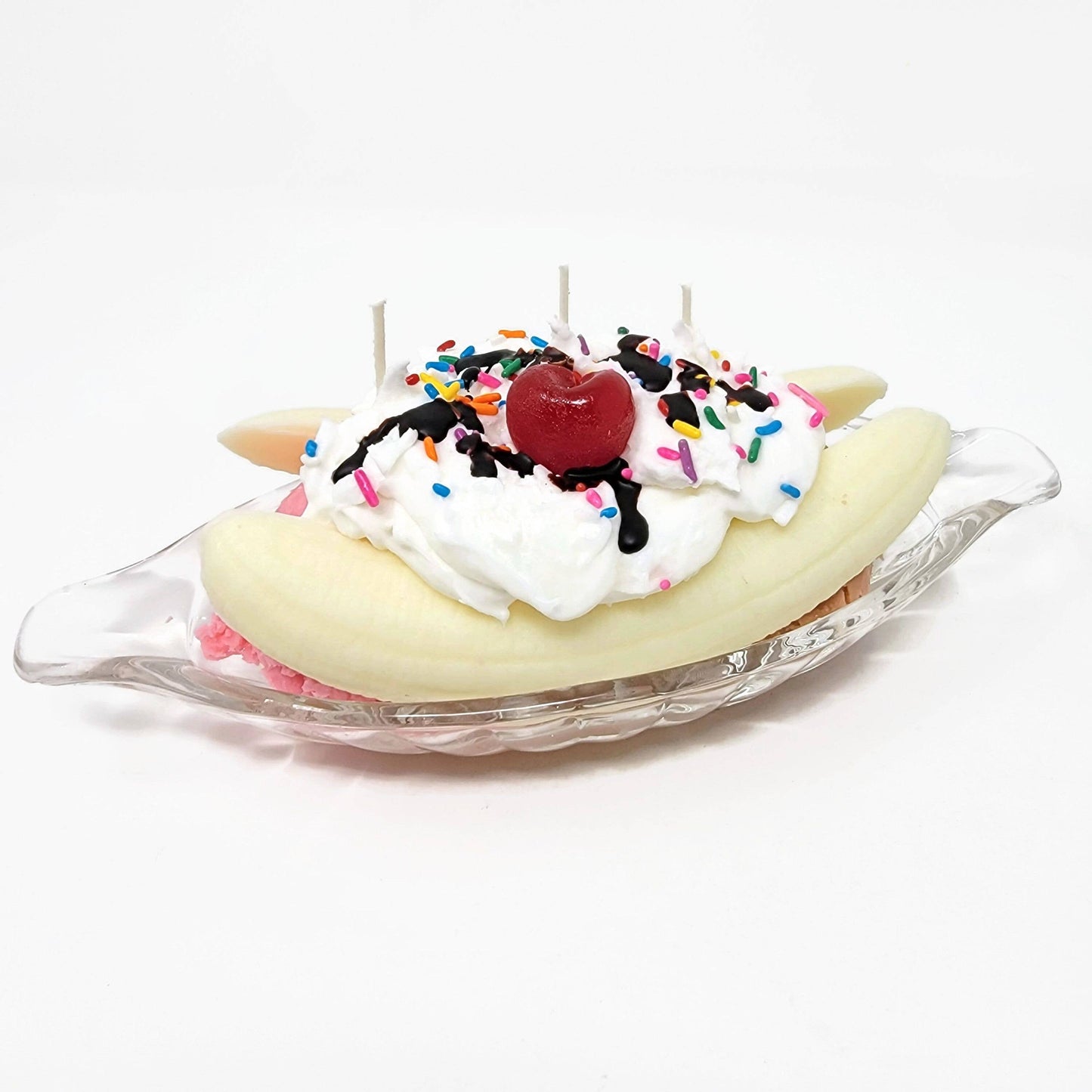 Realistic 3 wick Banana Split Candle