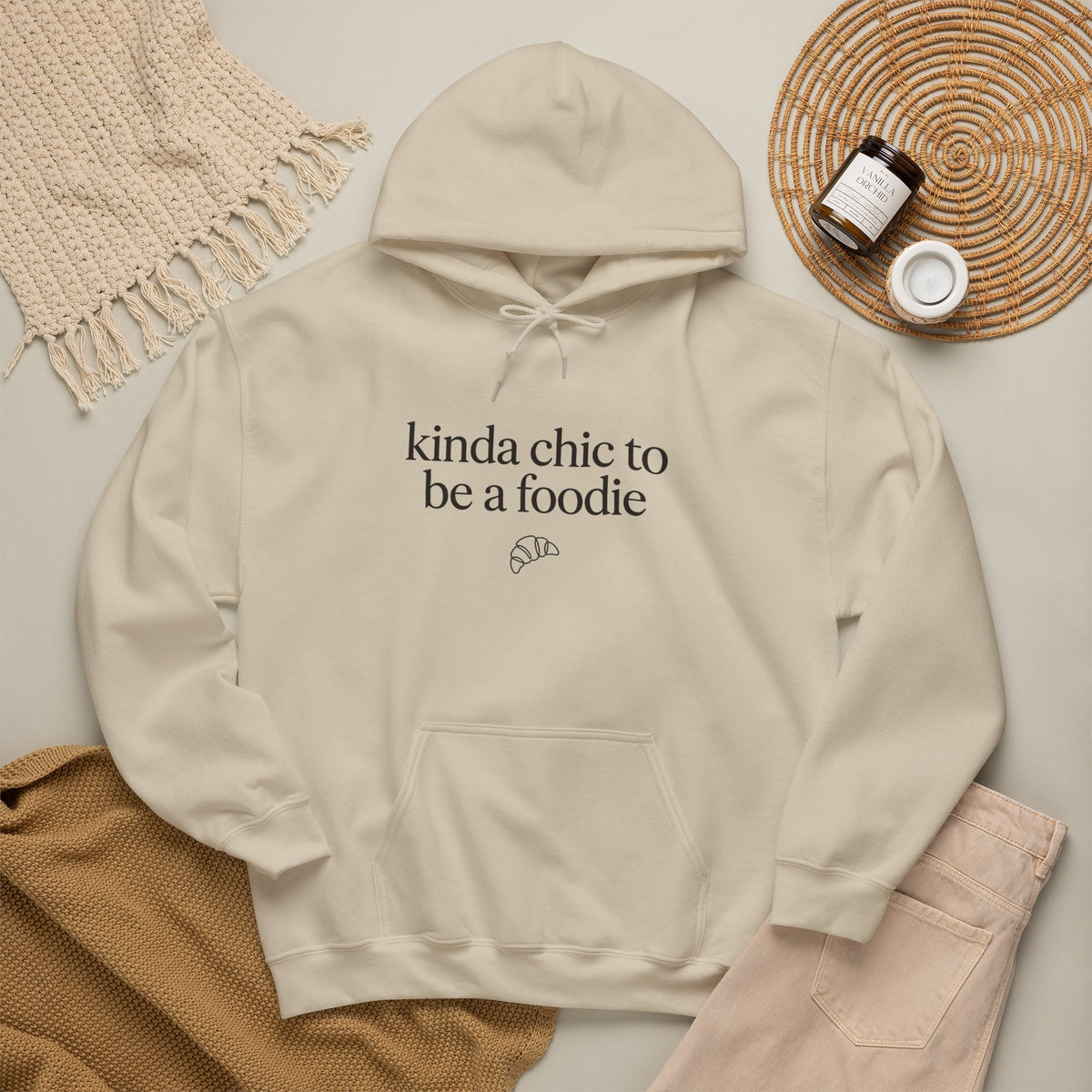 kinda chic to be a foodie Hoodie | minimalist text aesthetic
