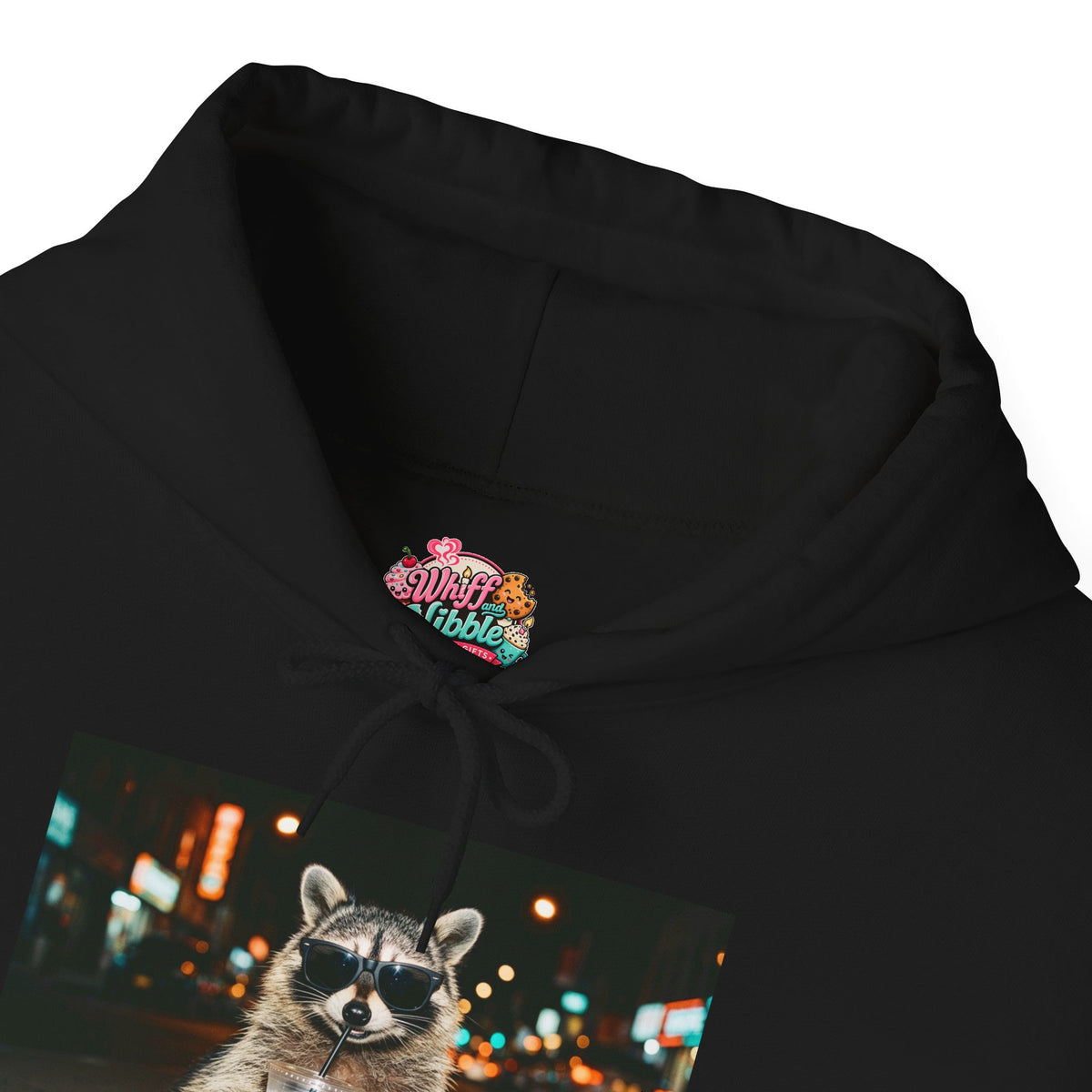 Raccoon with Coffee Hoodie - Animals & Lattes, Cozy Beverage Pet