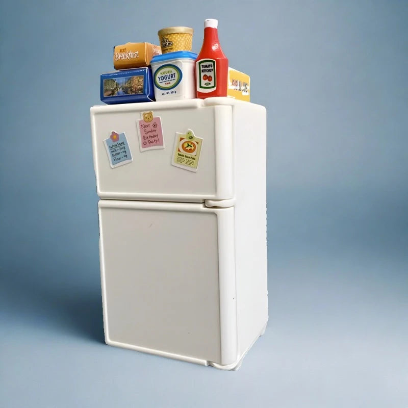 3D Cute Mini Refrigerator Shaped Magnet w/groceries