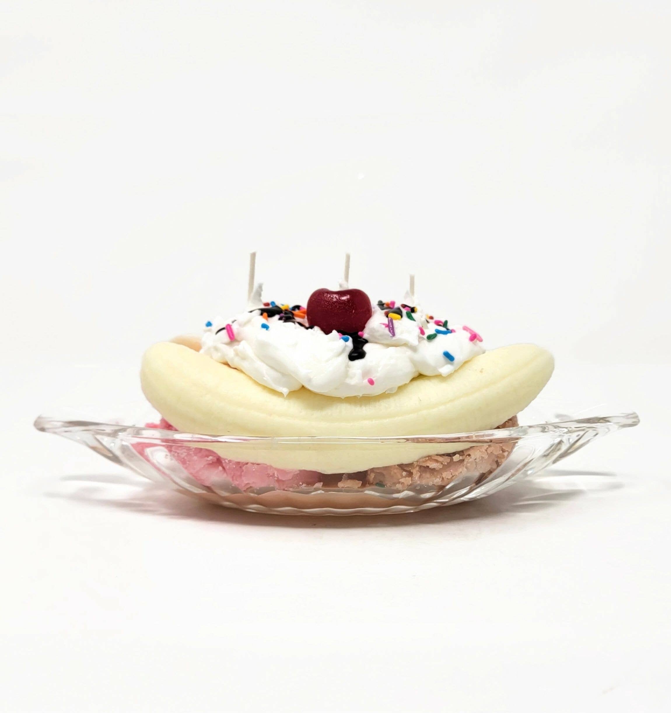 Realistic 3 wick Banana Split Candle